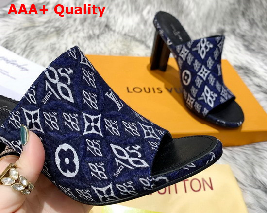 Louis Vuitton Since 1854 Silhouette Mule Blue Jacquard Textile Replica