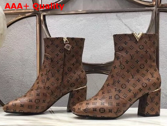 Louis Vuitton Skyline Ankle Boot in Brown Monogram Calf Leather Replica