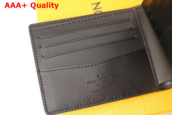 Louis Vuitton Slender Wallet Black Monogram Seal Cowhide Leather Replica