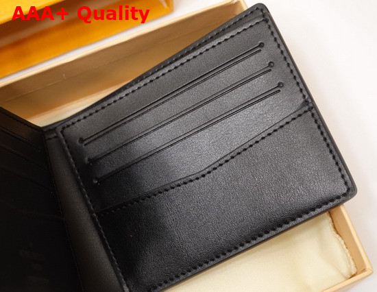 Louis Vuitton Slender Wallet Black Monogram Seal Cowhide Leather Replica