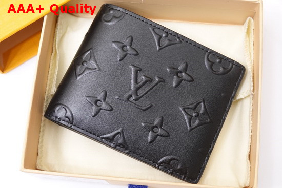 Louis Vuitton Slender Wallet Black Monogram Seal Cowhide Leather Replica