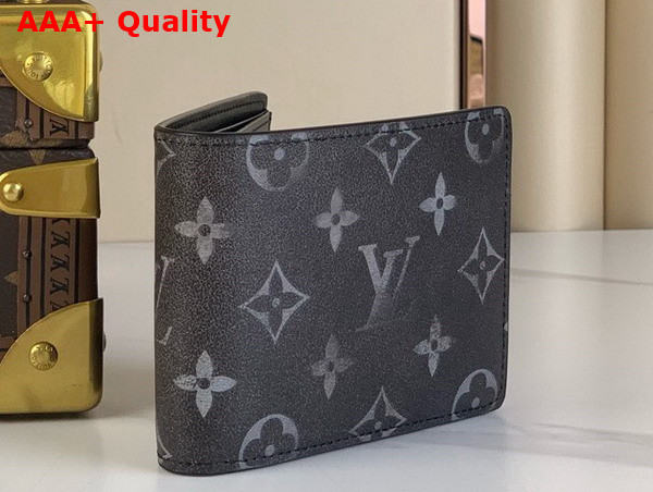 Louis Vuitton Slender Wallet Black and White Brushed Monogram Cowhide Leather M11708 Replica