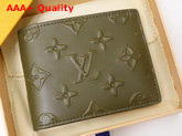 Louis Vuitton Slender Wallet Khaki Monogram Seal Cowhide Leather M80520 Replica