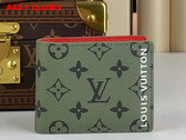 Louis Vuitton Slender Wallet in Khaki Green and Vermillion Red Monogram Coated Canvas Replica