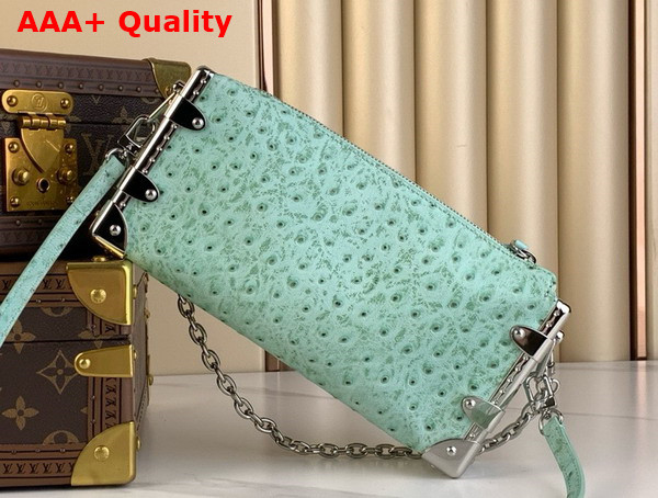 Louis Vuitton Slim Trunk in Light Green Ostrich Effect Calf Leather Replica