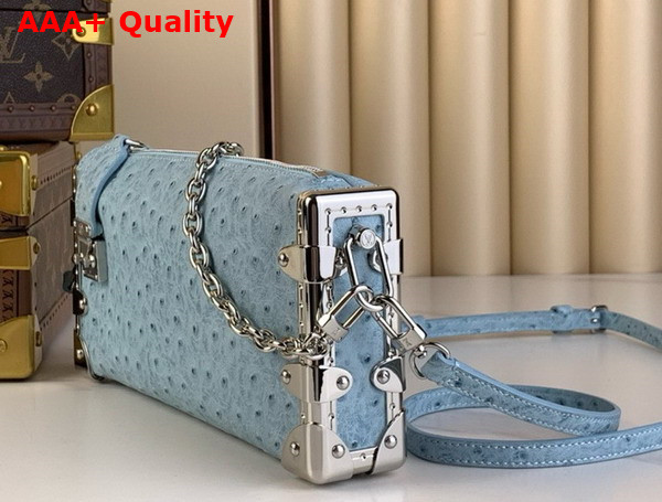 Louis Vuitton Slim Trunk in Sky Blue Ostrich Effect Calf Leather Replica