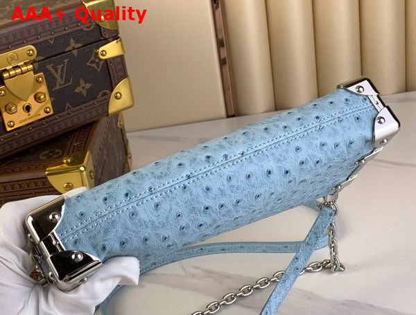 Louis Vuitton Slim Trunk in Sky Blue Ostrich Effect Calf Leather Replica