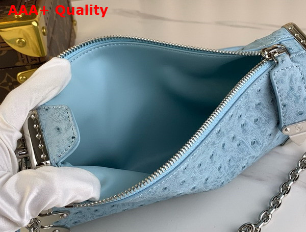 Louis Vuitton Slim Trunk in Sky Blue Ostrich Effect Calf Leather Replica