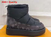 Louis Vuitton Snow Boot in Black Nylon and Monogram Canvas Replica