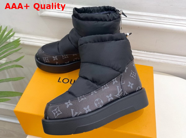 Louis Vuitton Snow Boot in Black Nylon and Monogram Canvas Replica