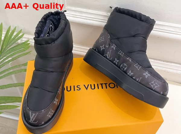 Louis Vuitton Snow Boot in Black Nylon and Monogram Canvas Replica