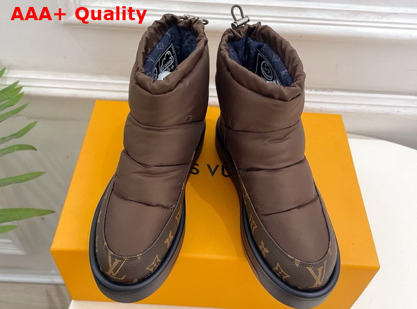 Louis Vuitton Snow Boot in Brown Nylon and Monogram Canvas Replica