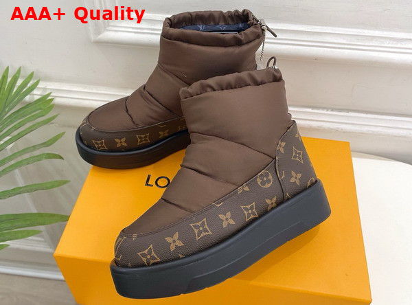 Louis Vuitton Snow Boot in Brown Nylon and Monogram Canvas Replica