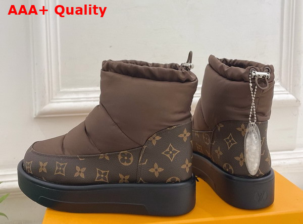Louis Vuitton Snow Boot in Brown Nylon and Monogram Canvas Replica