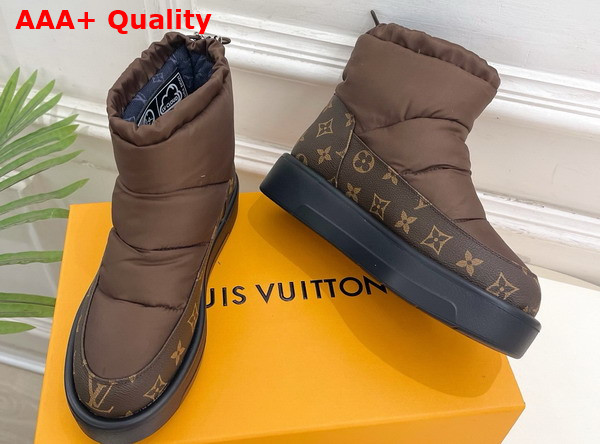 Louis Vuitton Snow Boot in Brown Nylon and Monogram Canvas Replica