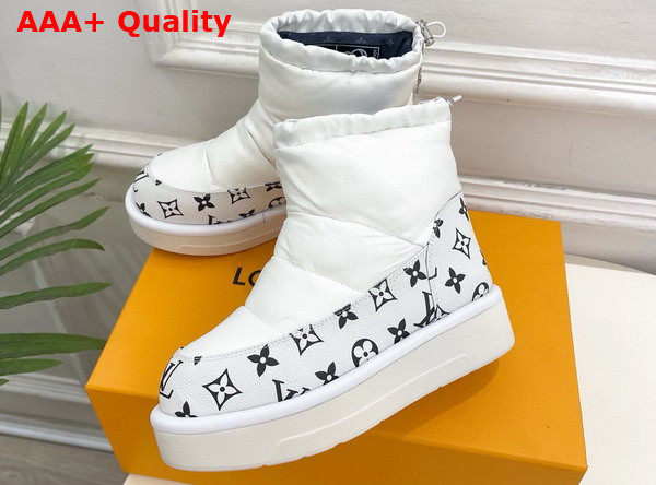 Louis Vuitton Snow Boot in White Nylon and Monogram Canvas Replica