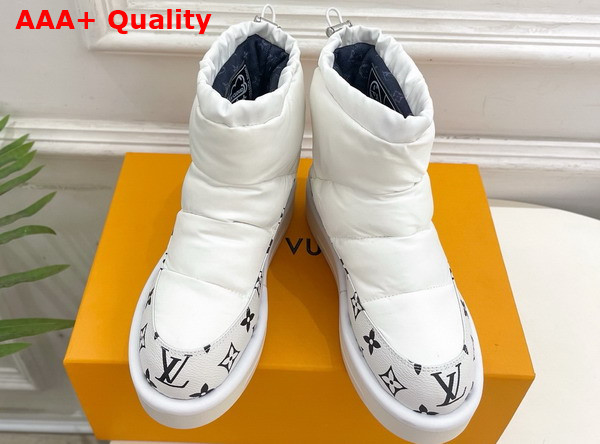 Louis Vuitton Snow Boot in White Nylon and Monogram Canvas Replica