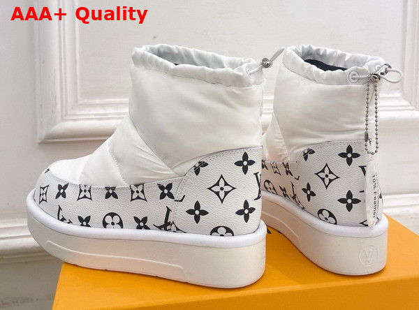 Louis Vuitton Snow Boot in White Nylon and Monogram Canvas Replica