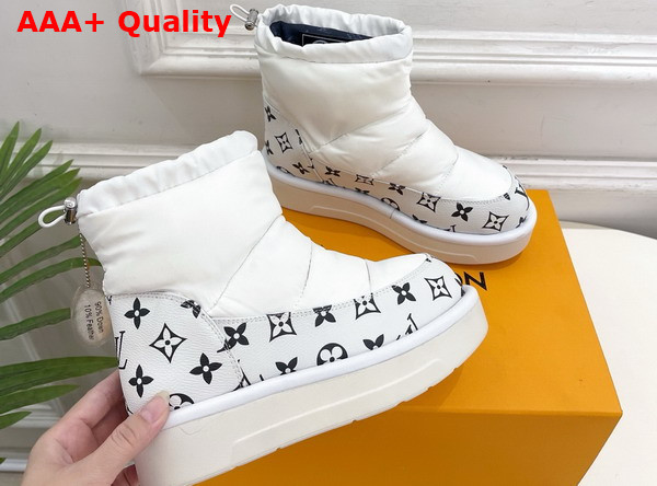 Louis Vuitton Snow Boot in White Nylon and Monogram Canvas Replica