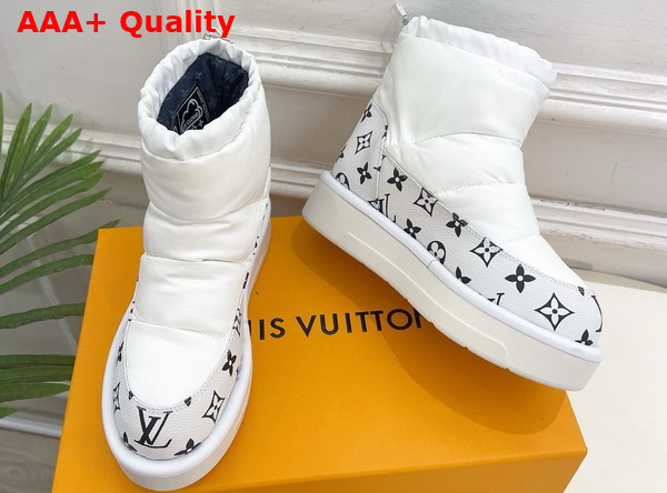 Louis Vuitton Snow Boot in White Nylon and Monogram Canvas Replica