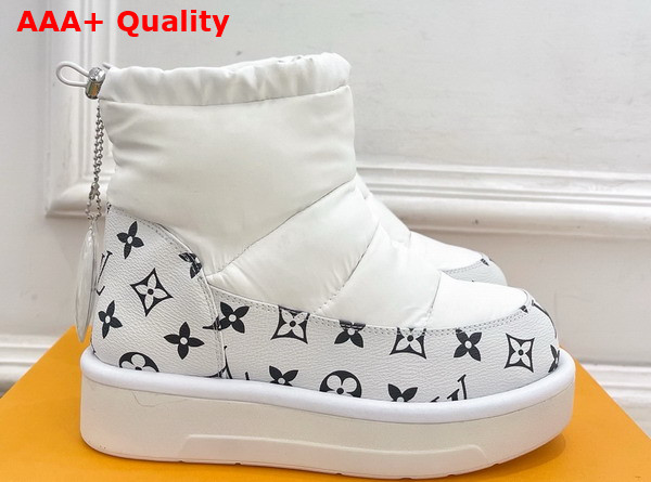 Louis Vuitton Snow Boot in White Nylon and Monogram Canvas Replica