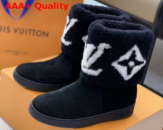 Louis Vuitton Snow Boots Black Suede and Giant Monogram Shearling Replica