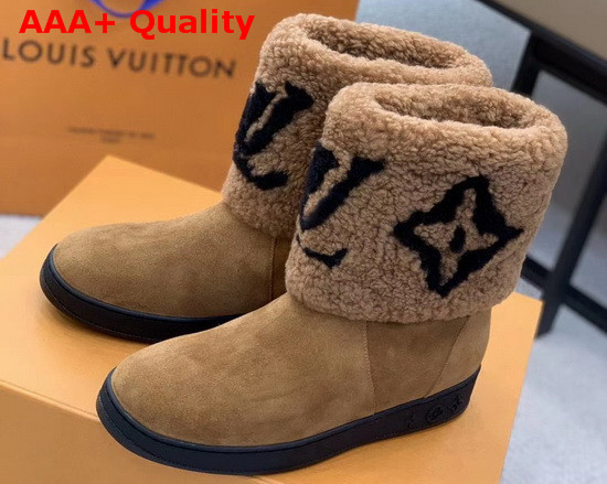 Louis Vuitton Snow Boots Brown Suede and Giant Monogram Shearling Replica