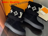 Louis Vuitton Snowdrop Flat Ankle Boot Black Suede Calf Leather and Shearling 1A95CZ Replica