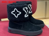 Louis Vuitton Snowdrop Flat Ankle Boot in Black Suede Calf Leather and Shearling 1AACHO Replica