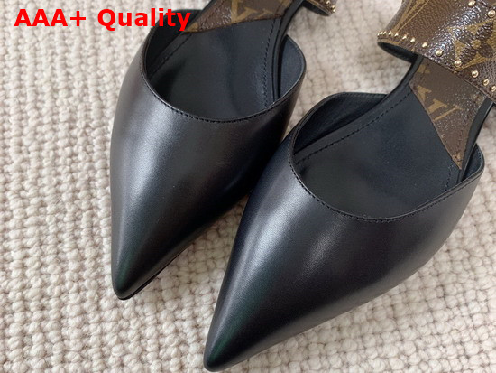 Louis Vuitton Sofia Flat Mule in Black Calf Leather and Patent Monogram Canvas 1A8O0P Replica