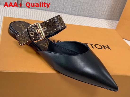 Louis Vuitton Sofia Flat Mule in Black Calf Leather and Patent Monogram Canvas 1A8O0P Replica