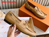 Louis Vuitton Soho Flat Boat Shoe Marron Plain Calf Leather 1AGWCF Replica