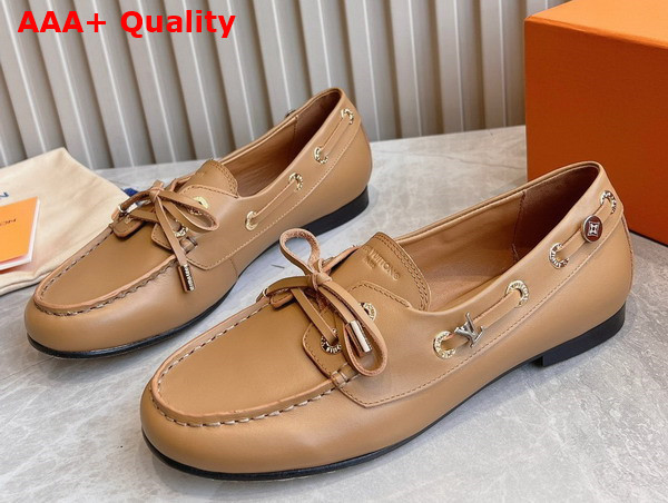 Louis Vuitton Soho Flat Boat Shoe Marron Plain Calf Leather 1AGWCF Replica