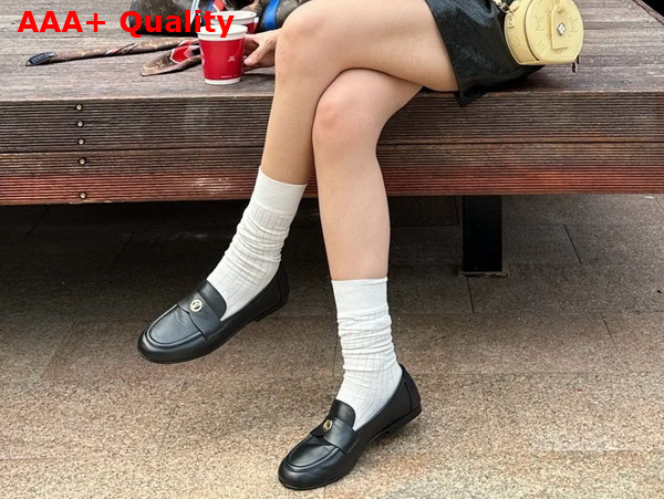 Louis Vuitton Soho Flat Loafer in Black Naplak Leather 1ACZQM Replica