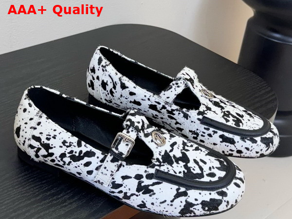 Louis Vuitton Soho Mary Jane Flat Loafer Black and White Hair Calf Leather 1AIERC Replica