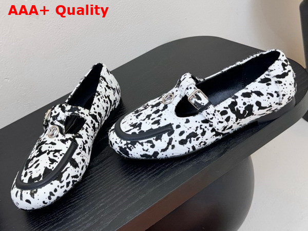 Louis Vuitton Soho Mary Jane Flat Loafer Black and White Hair Calf Leather 1AIERC Replica