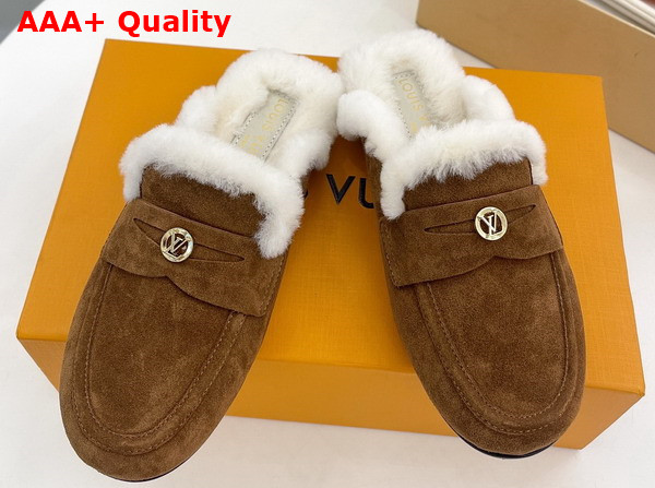 Louis Vuitton Soho Open Back Loafer in Brown Suede Calf Leather Replica