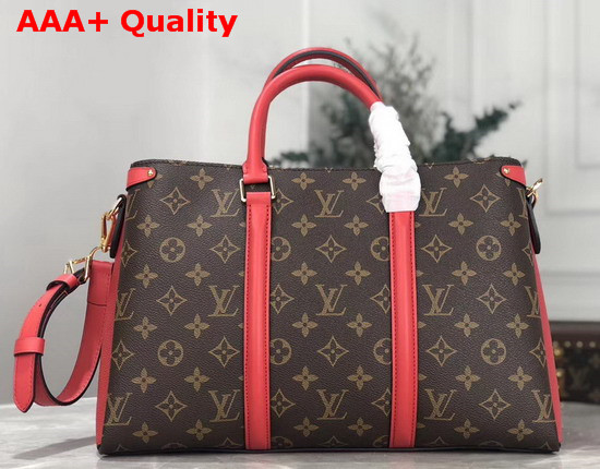 Louis Vuitton Soufflot MM Monogram Coated Canvas and Red Leather Trim Replica