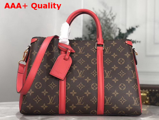 Louis Vuitton Soufflot MM Monogram Coated Canvas and Red Leather Trim Replica