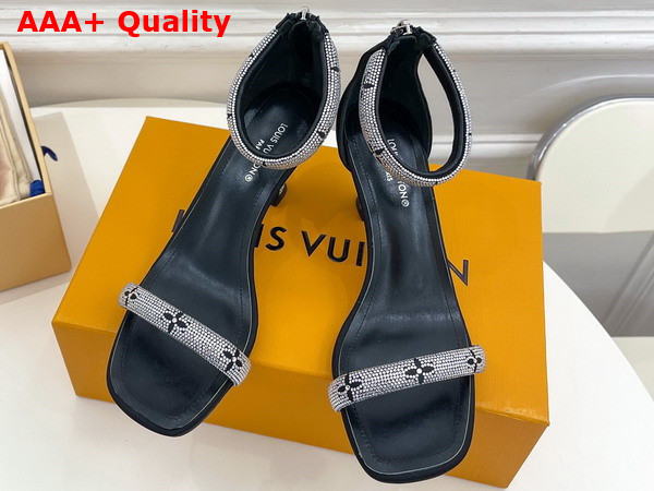 Louis Vuitton Sparkle Sandal in Black Suede Baby Goat Leather and Strass Replica