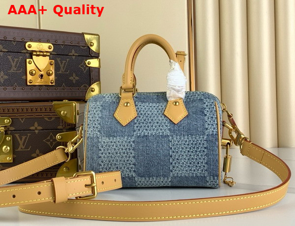 Louis Vuitton Speedy 18 Bandouliere Blue Damier Denim 3D Cotton Canvas N40682 Replica