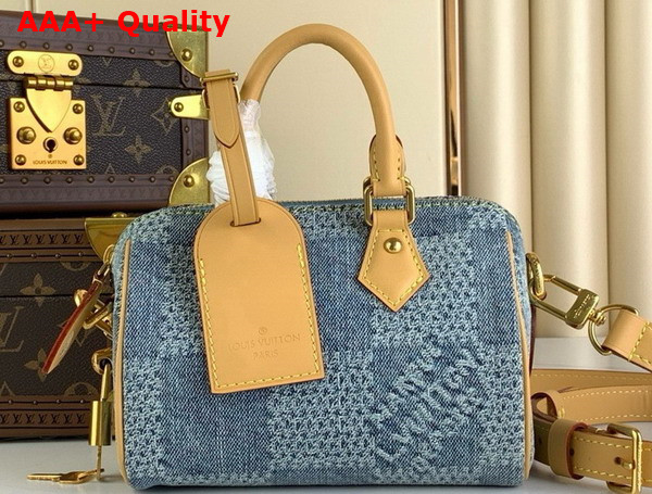 Louis Vuitton Speedy 18 Bandouliere Blue Damier Denim 3D Cotton Canvas N40682 Replica
