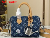 Louis Vuitton Speedy 18 Bandouliere Blue Monogram Flowers Denim M27557 Replica