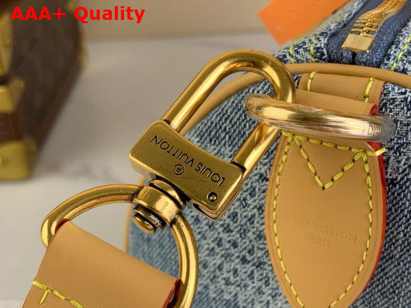 Louis Vuitton Speedy 25 Bandouliere Bag in Blue Damier Denim 3D Cotton Canvas N40700 Replica