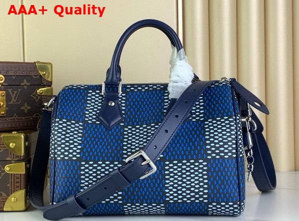 Louis Vuitton Speedy 25 Bandouliere Bag in Blue Damier Heritage Coated Canvas N40691 Replica