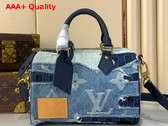 Louis Vuitton Speedy 25 Bandouliere City Bag in Blue Denim with a Patchwork Feel M15276 Replica