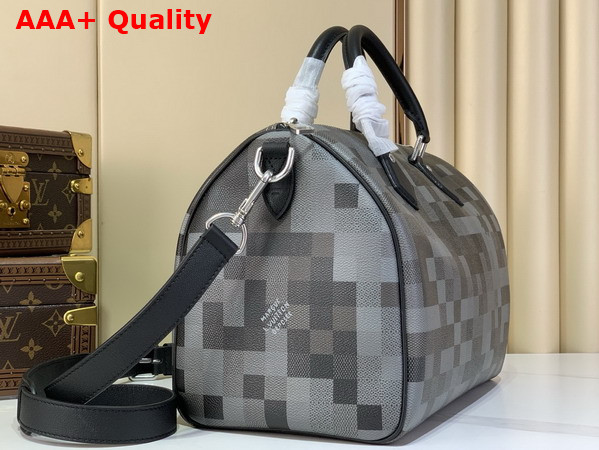 Louis Vuitton Speedy 30 Bandouliere Black Damoflage Coated Canvas M28977 Replica
