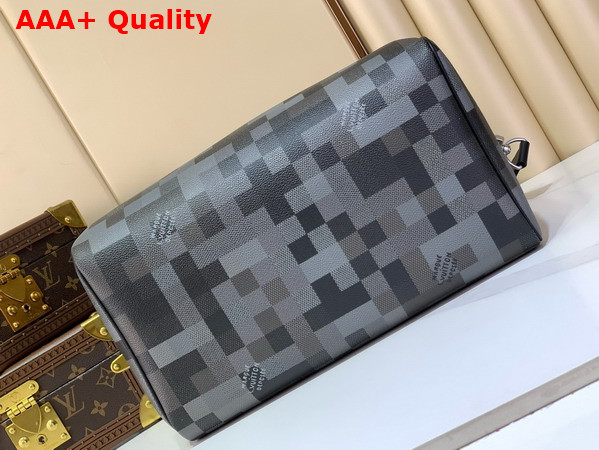 Louis Vuitton Speedy 30 Bandouliere Black Damoflage Coated Canvas M28977 Replica