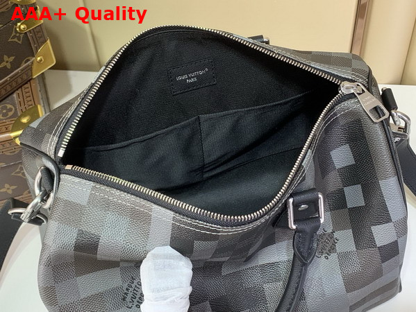 Louis Vuitton Speedy 30 Bandouliere Black Damoflage Coated Canvas M28977 Replica