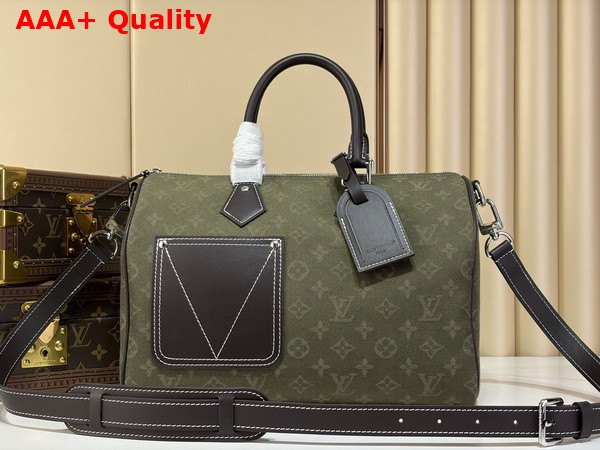 Louis Vuitton Speedy 30 Bandouliere Khaki Green Monogram Surplus Jacquard M29831 Replica
